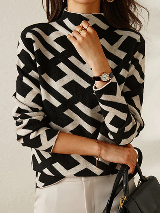 Mikee™ | Geometric Sweater with Black Alphabet
