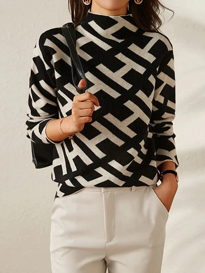 Mikee™ | Geometric Sweater with Black Alphabet