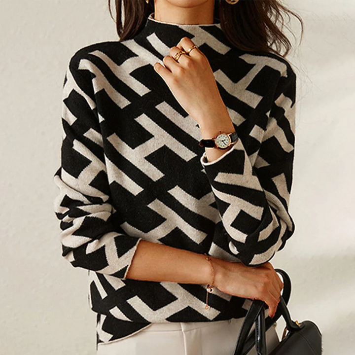 Mikee™ | Geometric Sweater with Black Alphabet