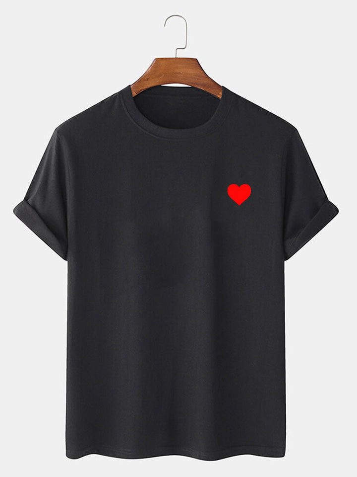 Red Heart Print T-shirt