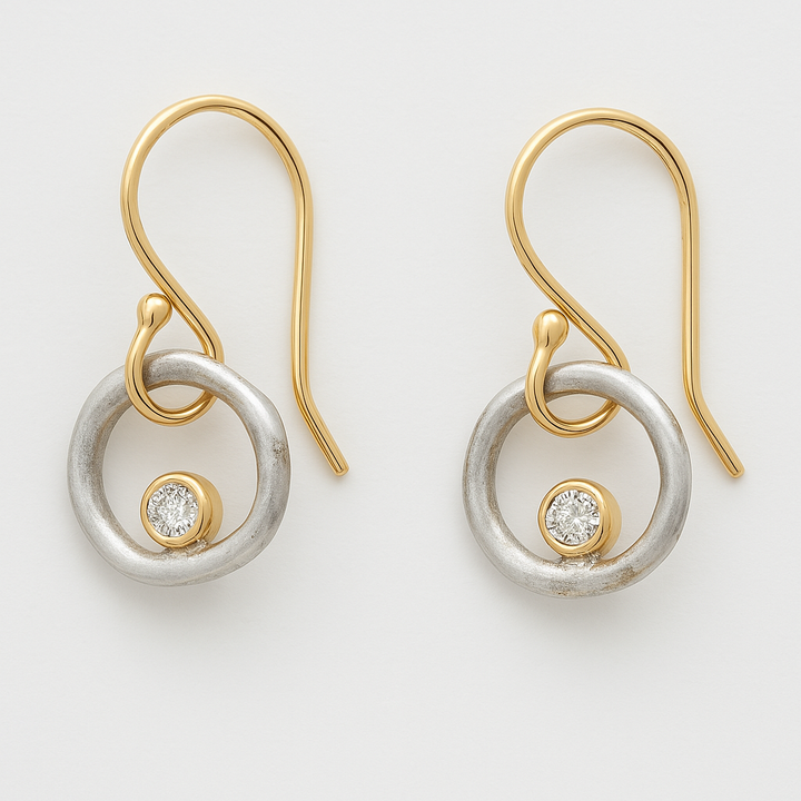 Zirconium Earrings in Vintage Gold and Silver