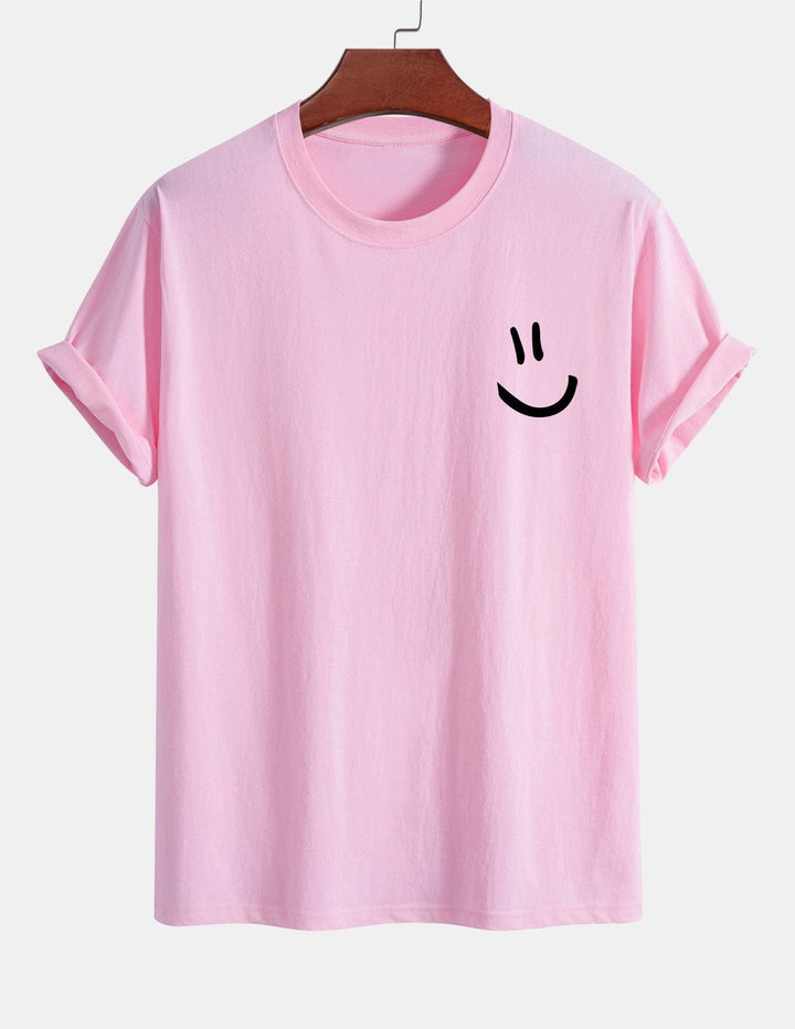 Regular fit printed cotton T-shirt with smiley face