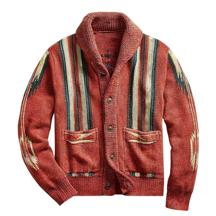 Nobuki™ | Men's Vintage Jacquard Lapel Cardigan