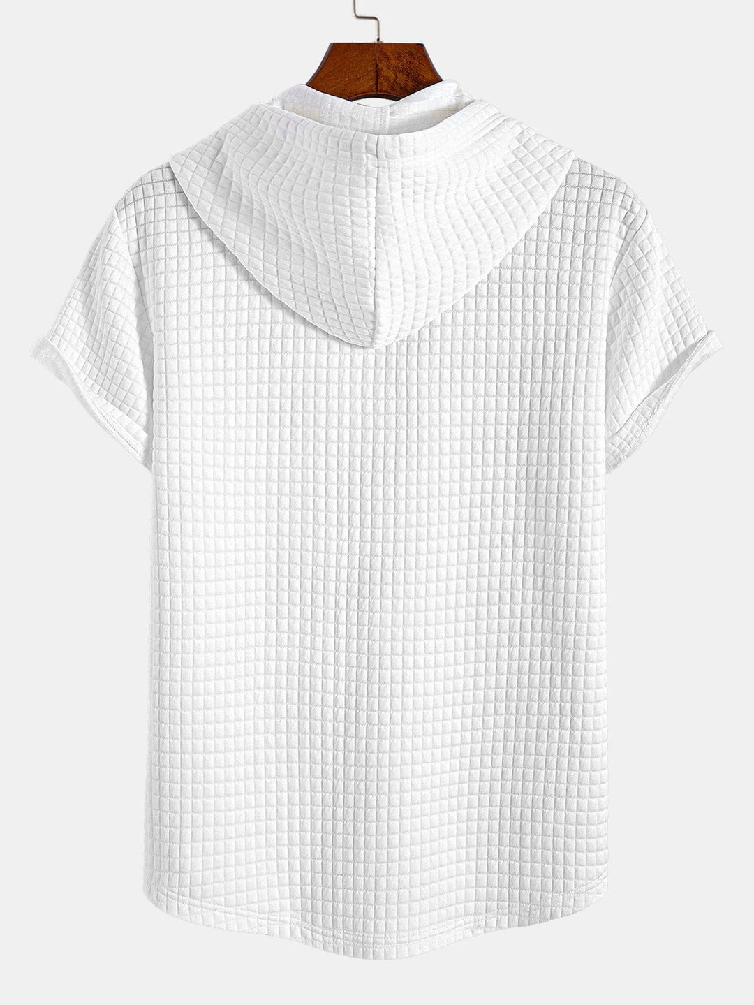 Waffle Hooded T-Shirt with Curved Hem