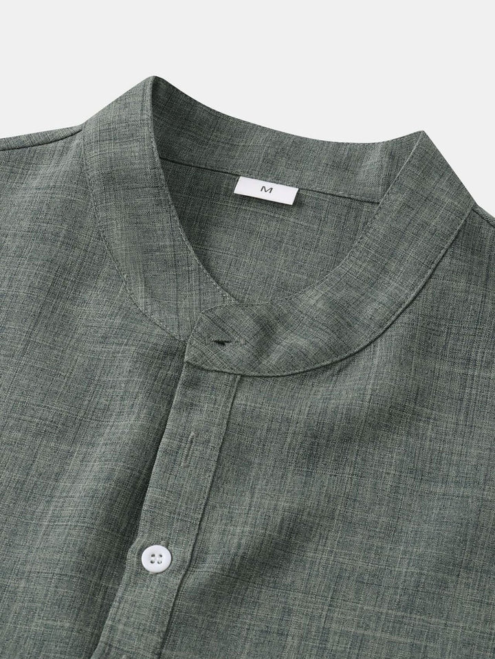 Short Sleeve Linen Henley Shirt