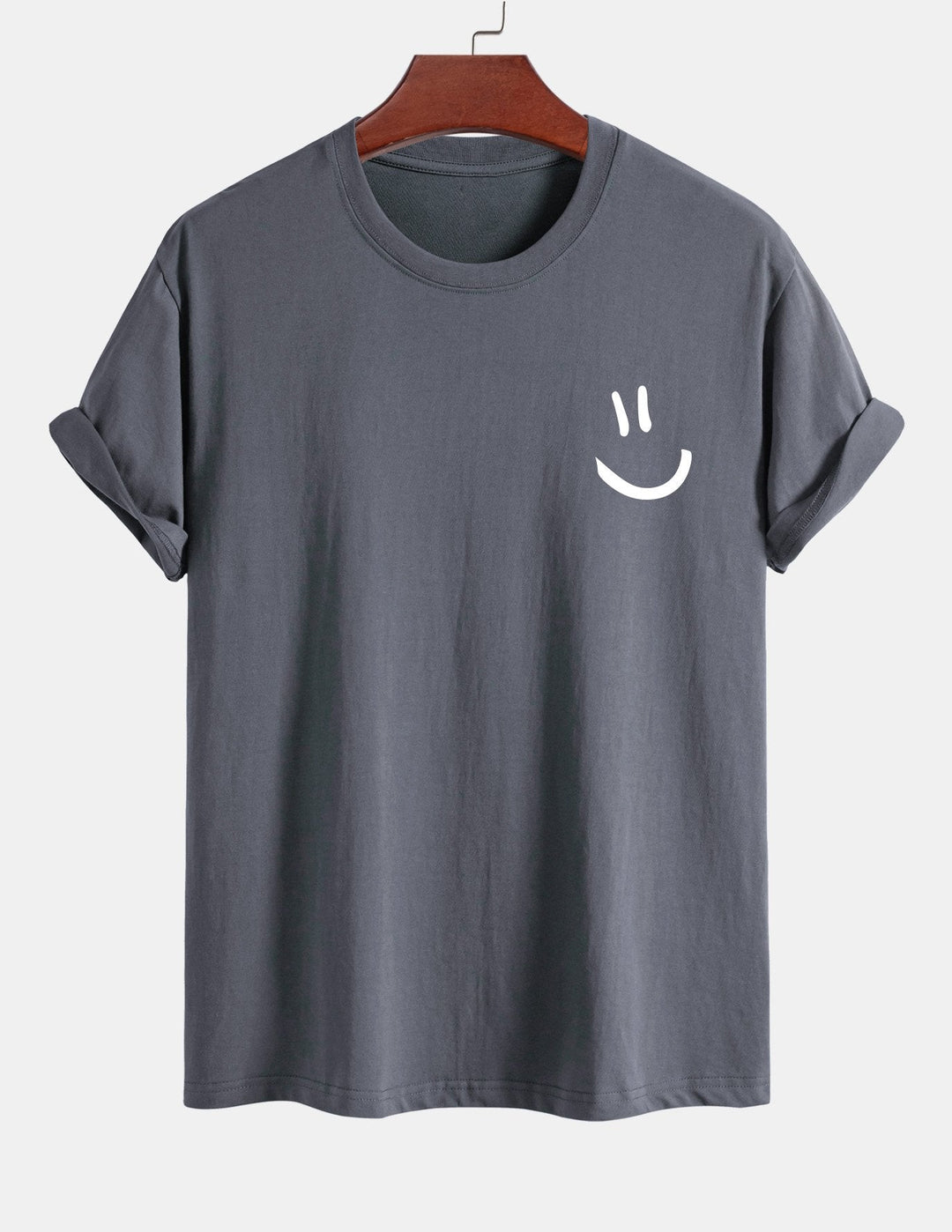Regular fit printed cotton T-shirt with smiley face