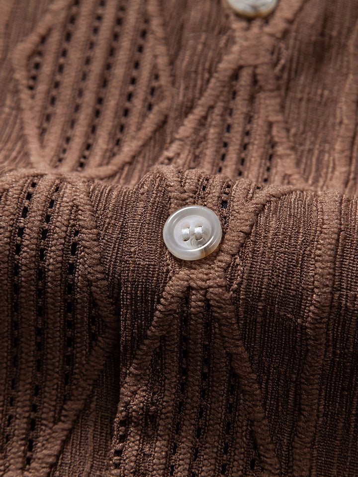 Geometric Jacquard Cuban Shirt and Straight Leg Linen Pants
