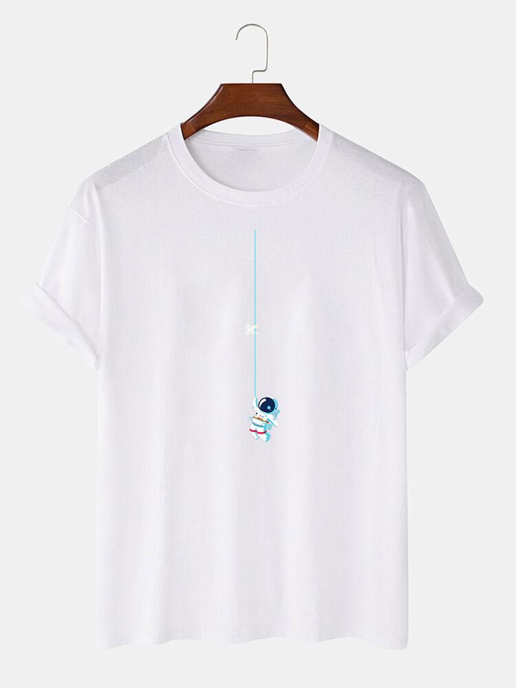 Astronaut on a printed cord t-shirt