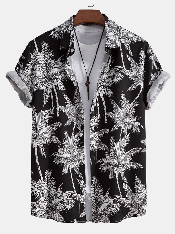 Printed Palm Button-Up Shirt & Swim Shorts