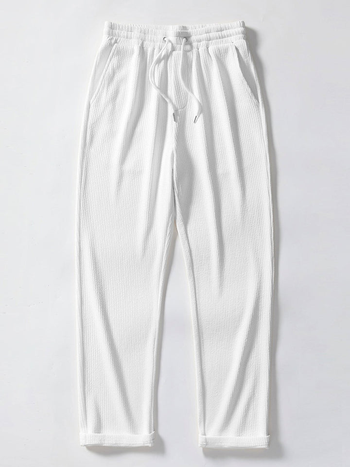 Ribbed Long Sleeve Muscle Fit Shirt, Button-Up & Ribbed Straight Leg Pants