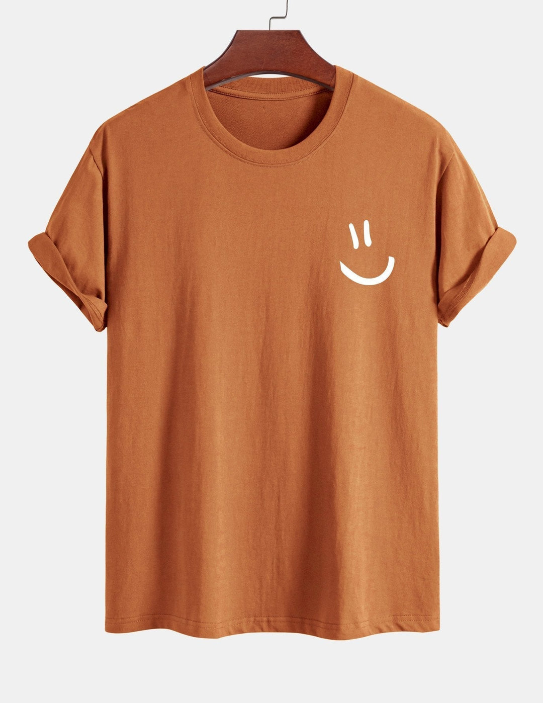Regular fit printed cotton T-shirt with smiley face