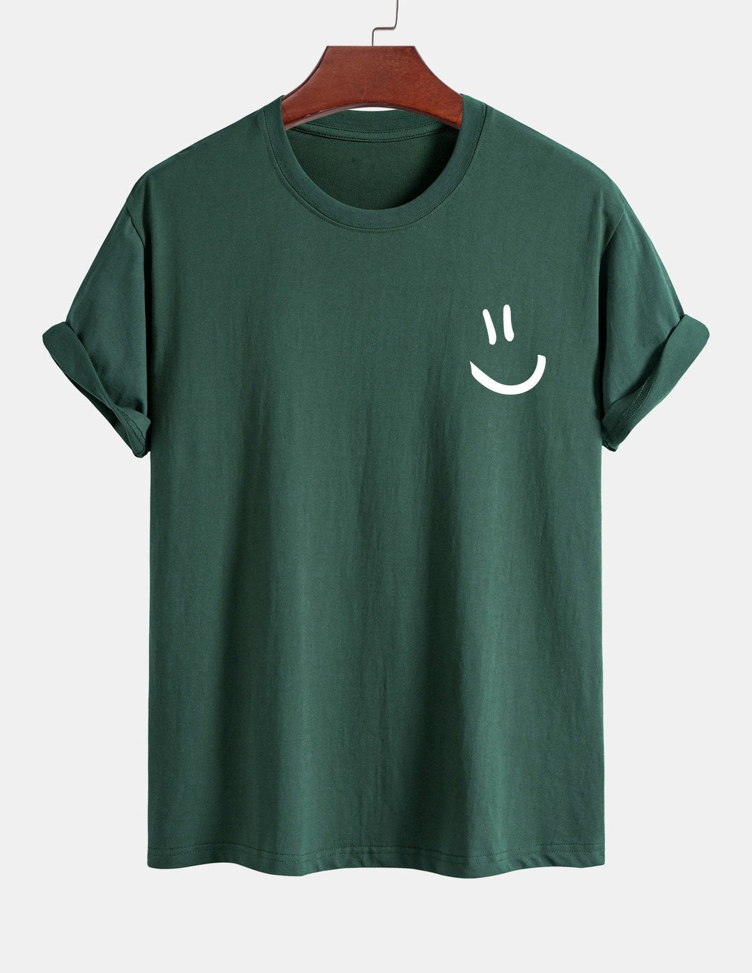 Regular fit printed cotton T-shirt with smiley face