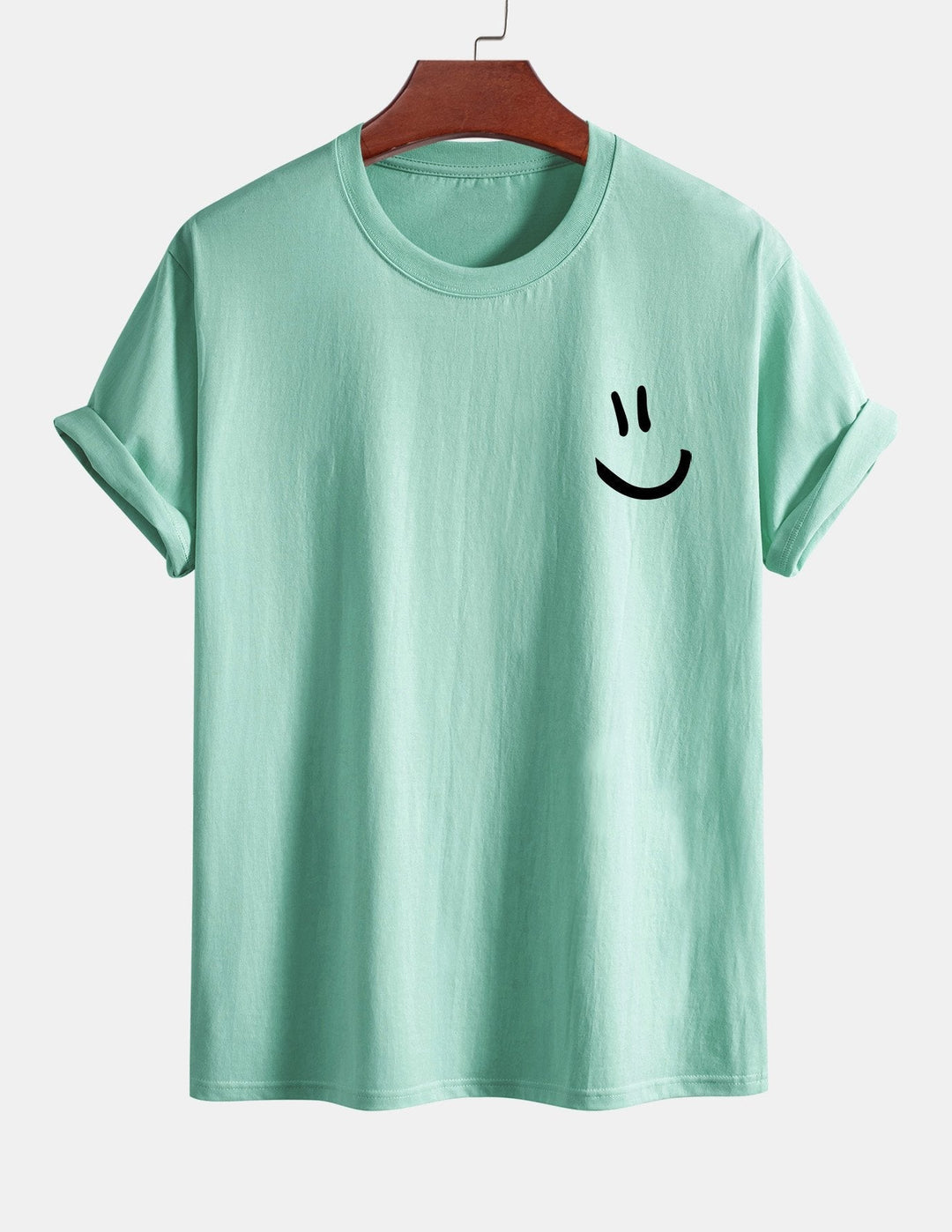 Regular fit printed cotton T-shirt with smiley face