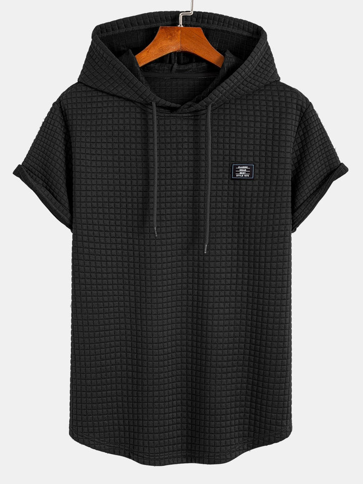 Waffle Hooded T-Shirt with Curved Hem