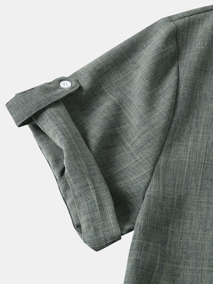 Short Sleeve Linen Henley Shirt