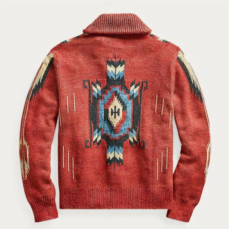 Nobuki™ | Men's Vintage Jacquard Lapel Cardigan