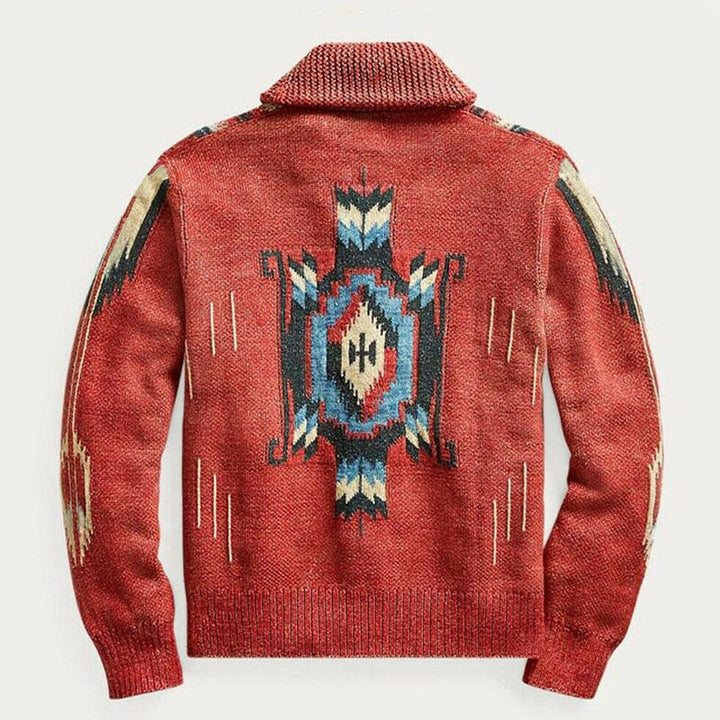 Nobuki™ | Men's Vintage Jacquard Lapel Cardigan