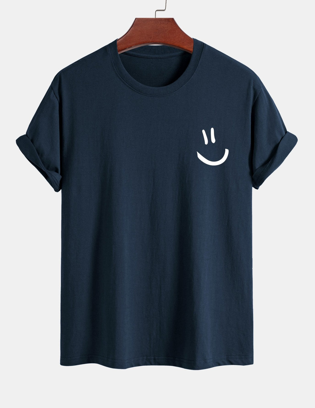 Regular fit printed cotton T-shirt with smiley face