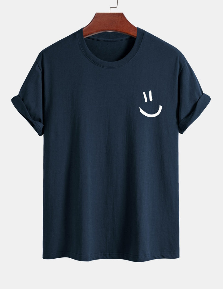 Regular fit printed cotton T-shirt with smiley face