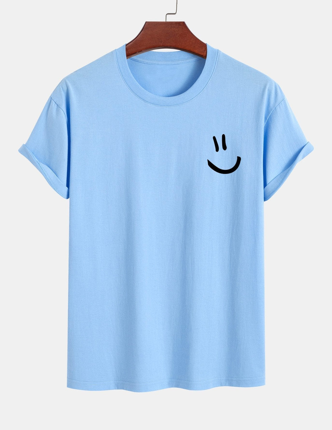 Regular fit printed cotton T-shirt with smiley face