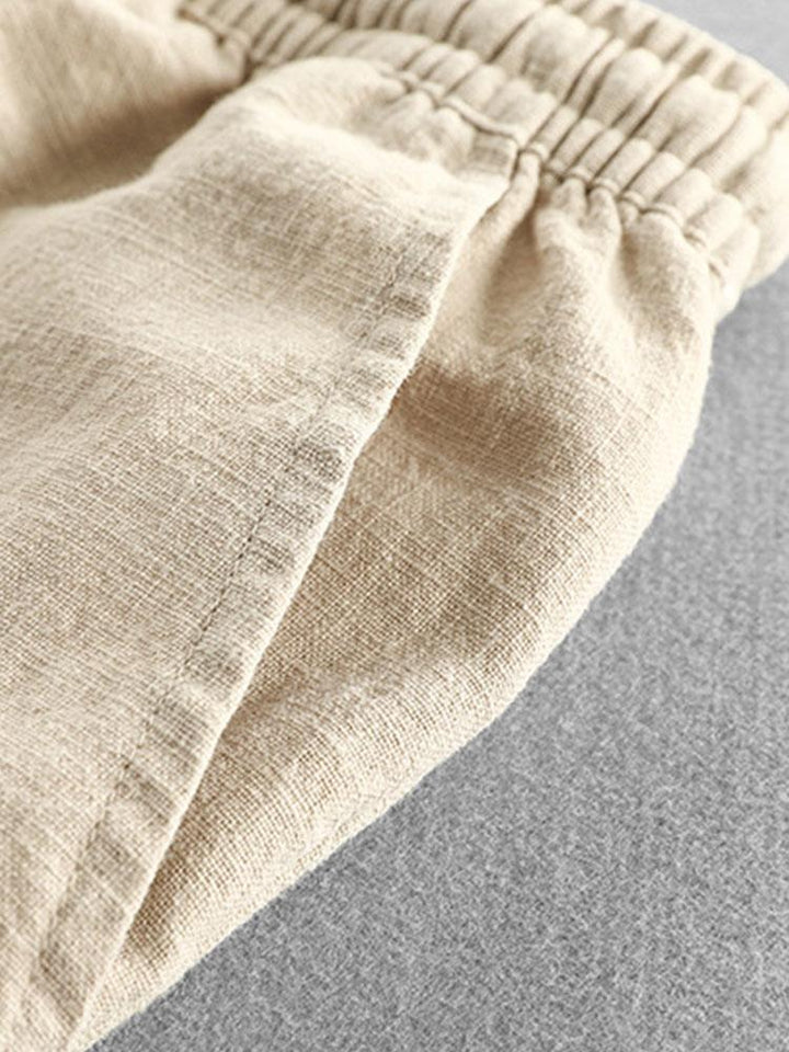 Cotton-Linen Blend Drawstring Shorts