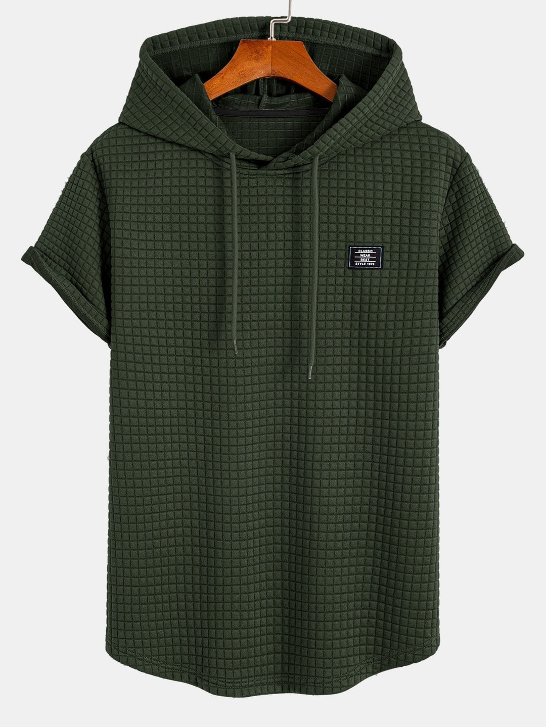 Waffle Hooded T-Shirt with Curved Hem