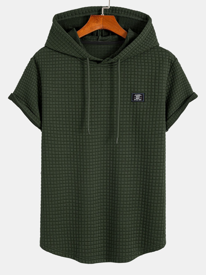 Waffle Hooded T-Shirt with Curved Hem