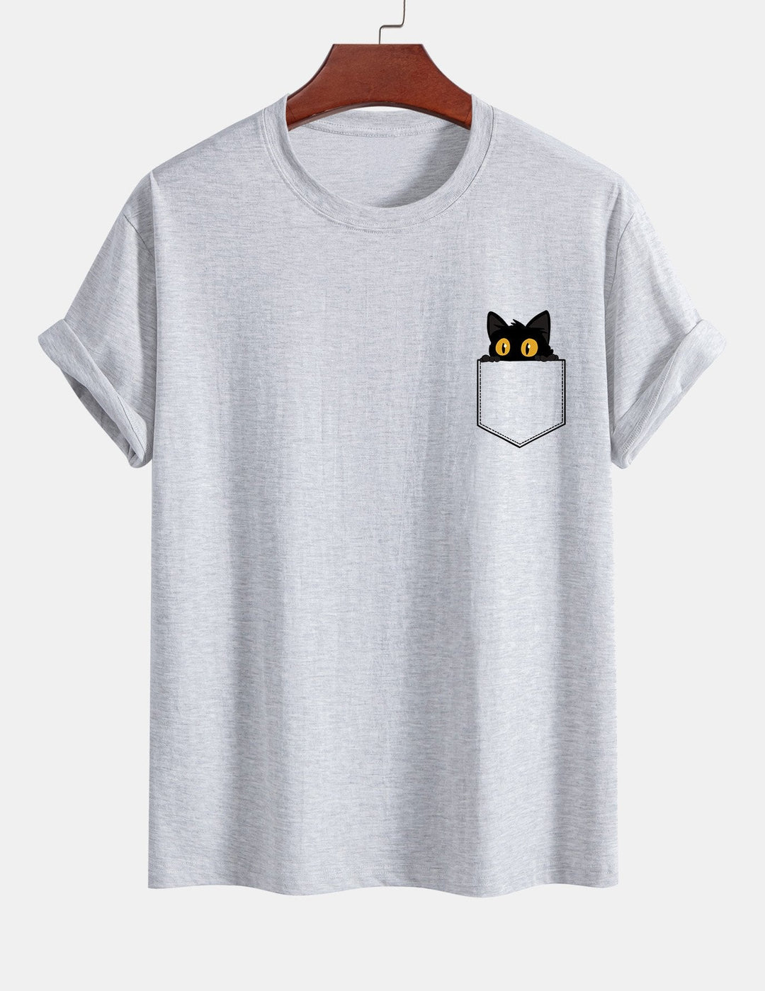 Regular Fit Black Cat Print Cotton T-shirt