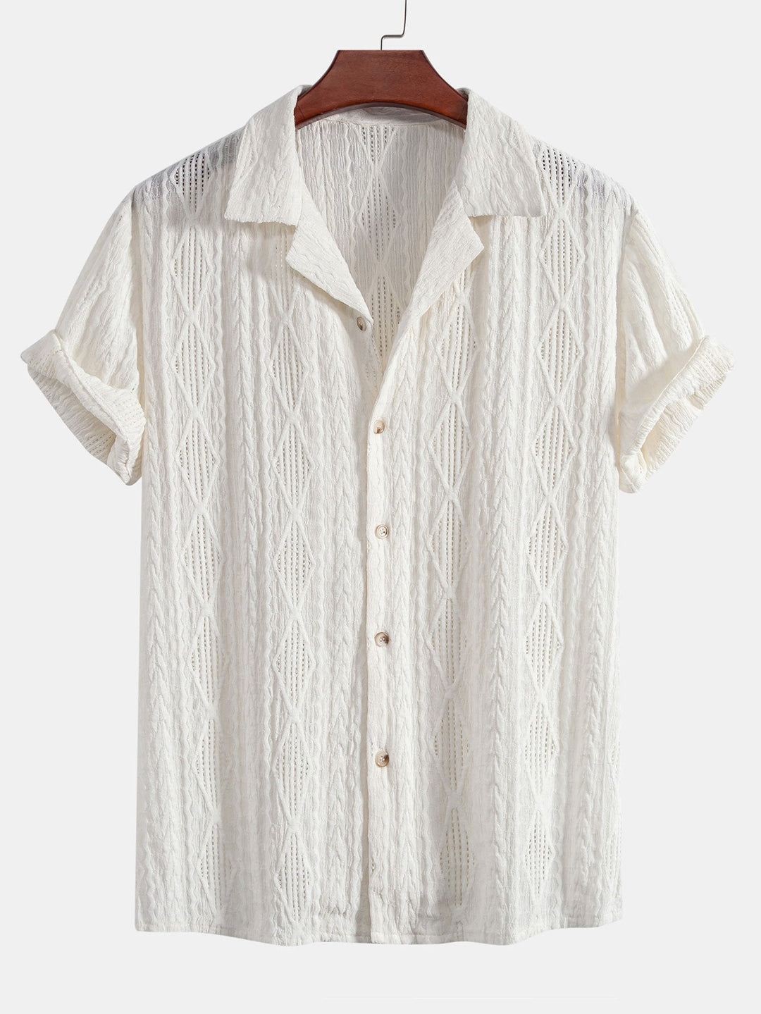 Geometric Jacquard Cuban Shirt and Straight Leg Linen Pants