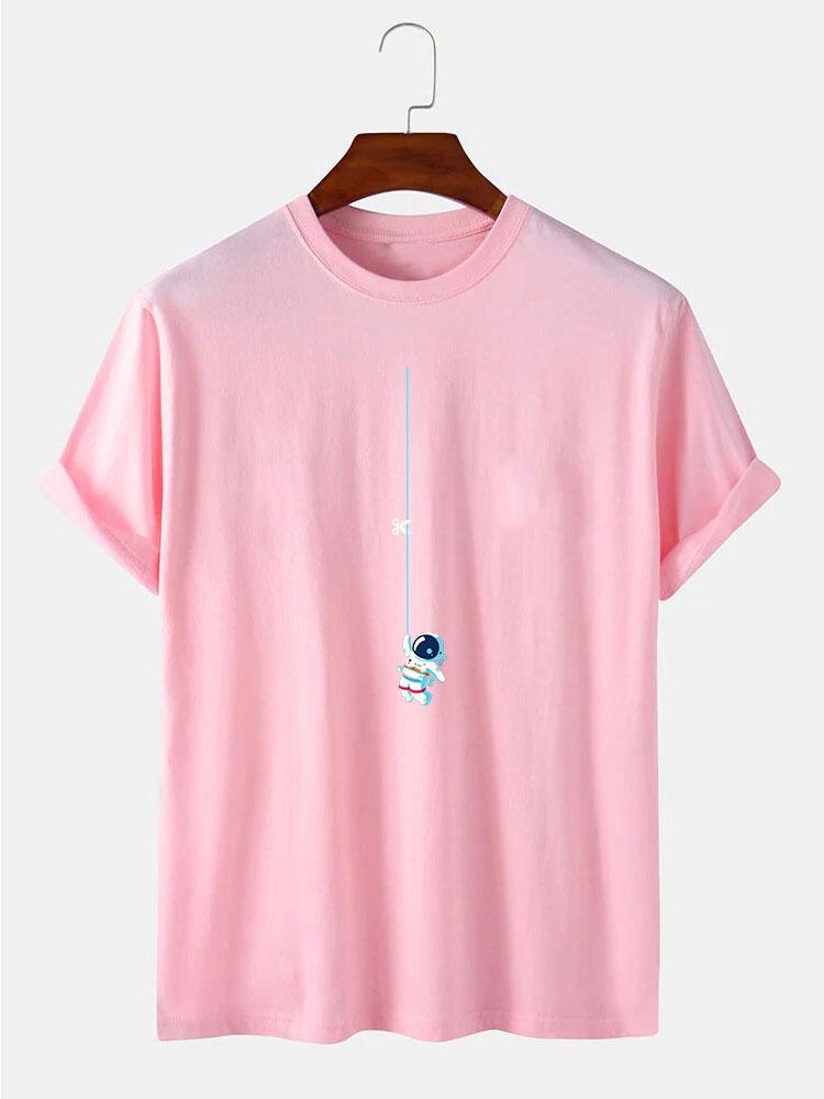 Astronaut on a printed cord t-shirt