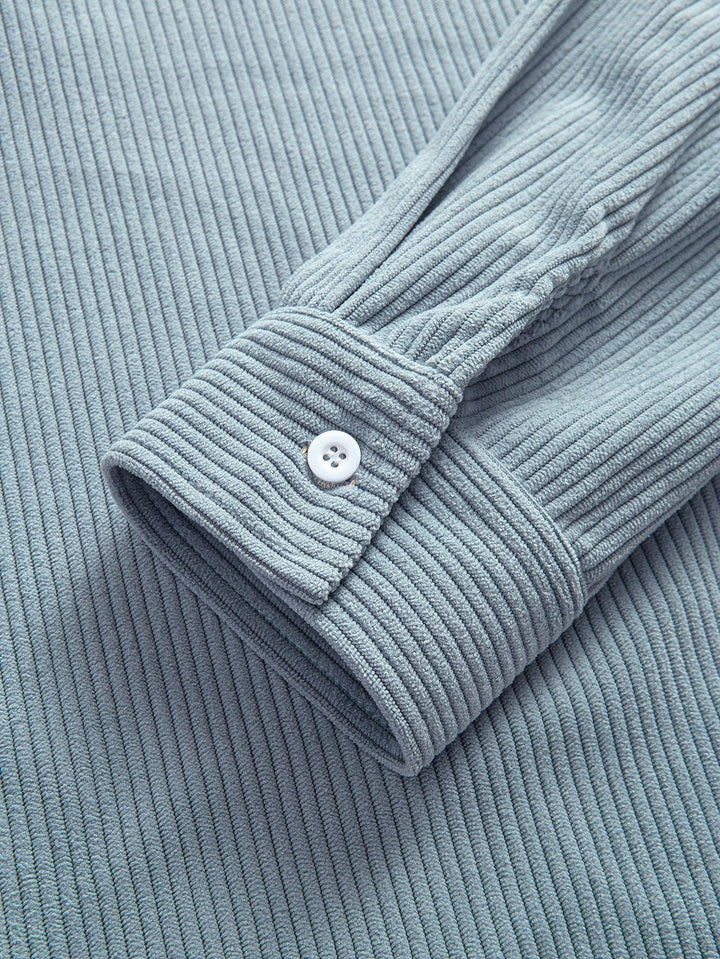 Corduroy patchwork shirt and straight corduroy pants
