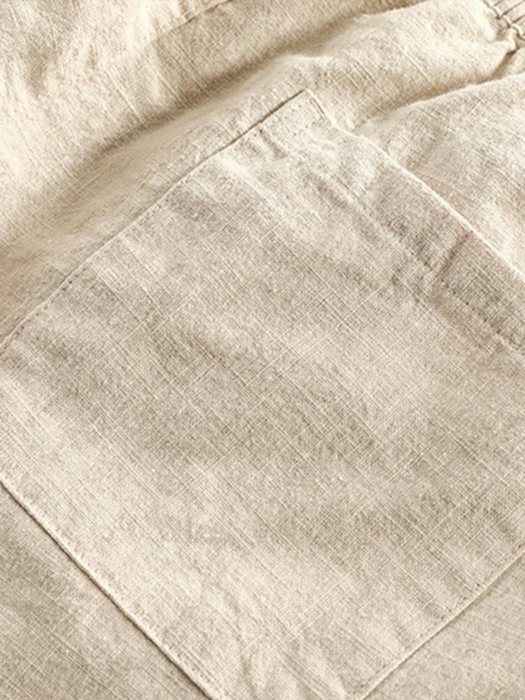 Cotton-Linen Blend Drawstring Shorts