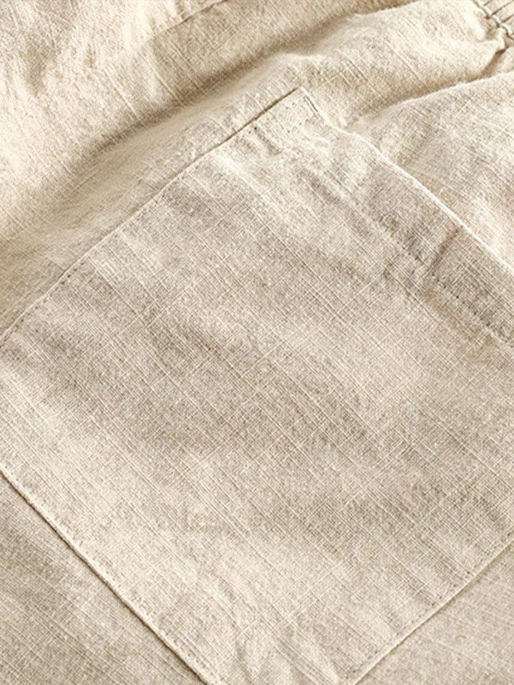 Cotton-Linen Blend Drawstring Shorts