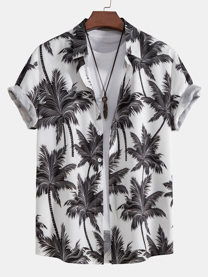Printed Palm Button-Up Shirt & Swim Shorts