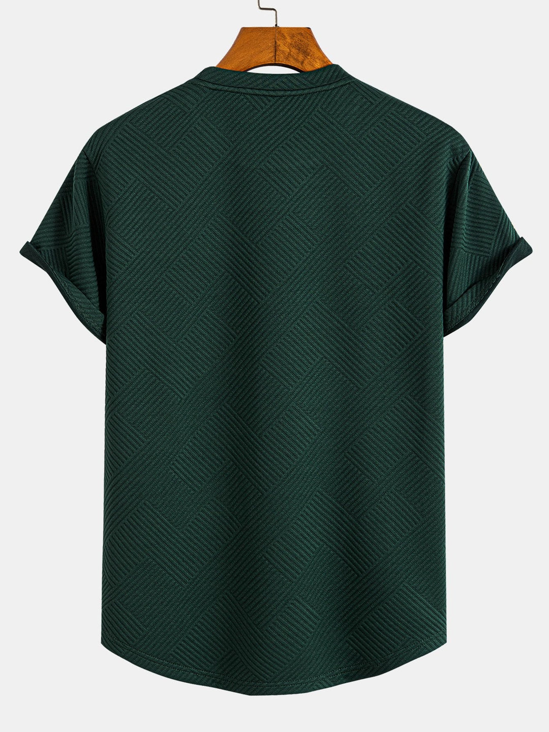 Short Sleeve Striped Jacquard T-Shirt with Curved Hem
