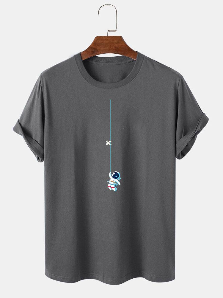 Astronaut on a printed cord t-shirt