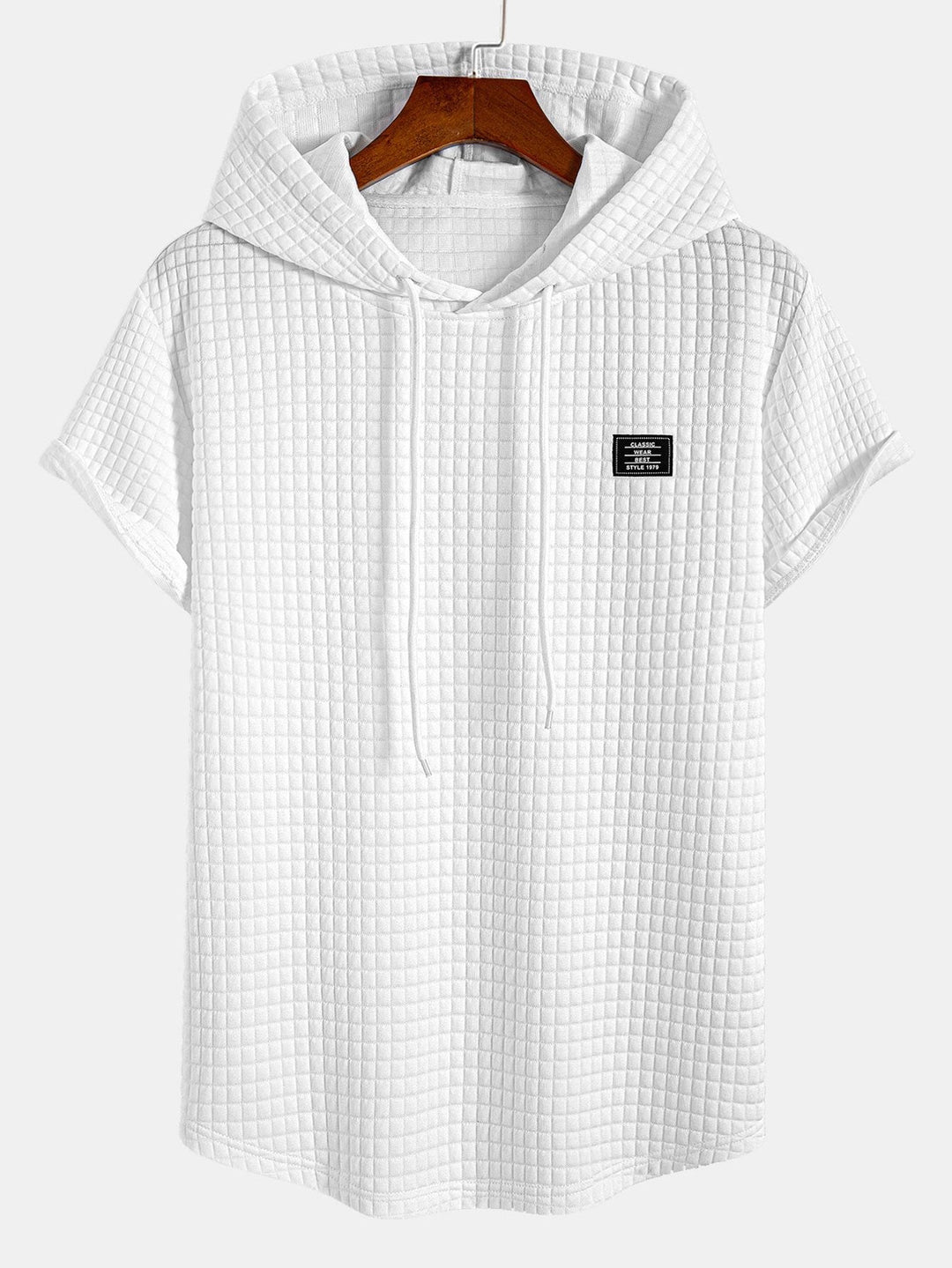 Waffle Hooded T-Shirt with Curved Hem
