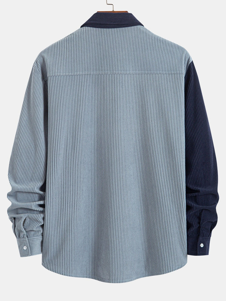 Corduroy patchwork shirt and straight corduroy pants