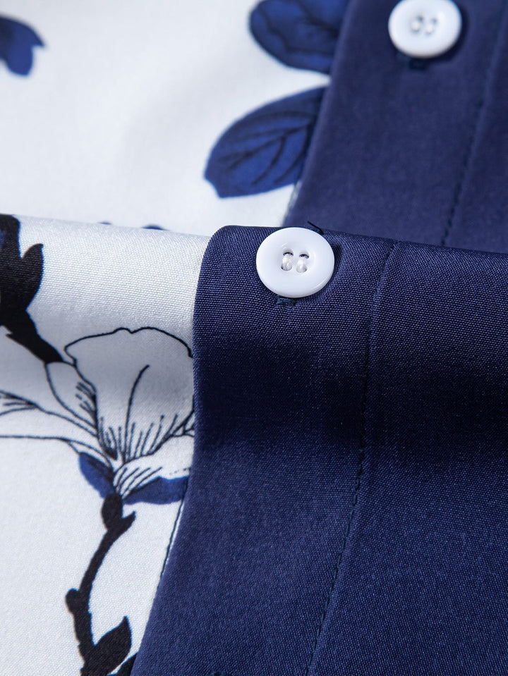 Button-Up Floral Patchwork Shirt
