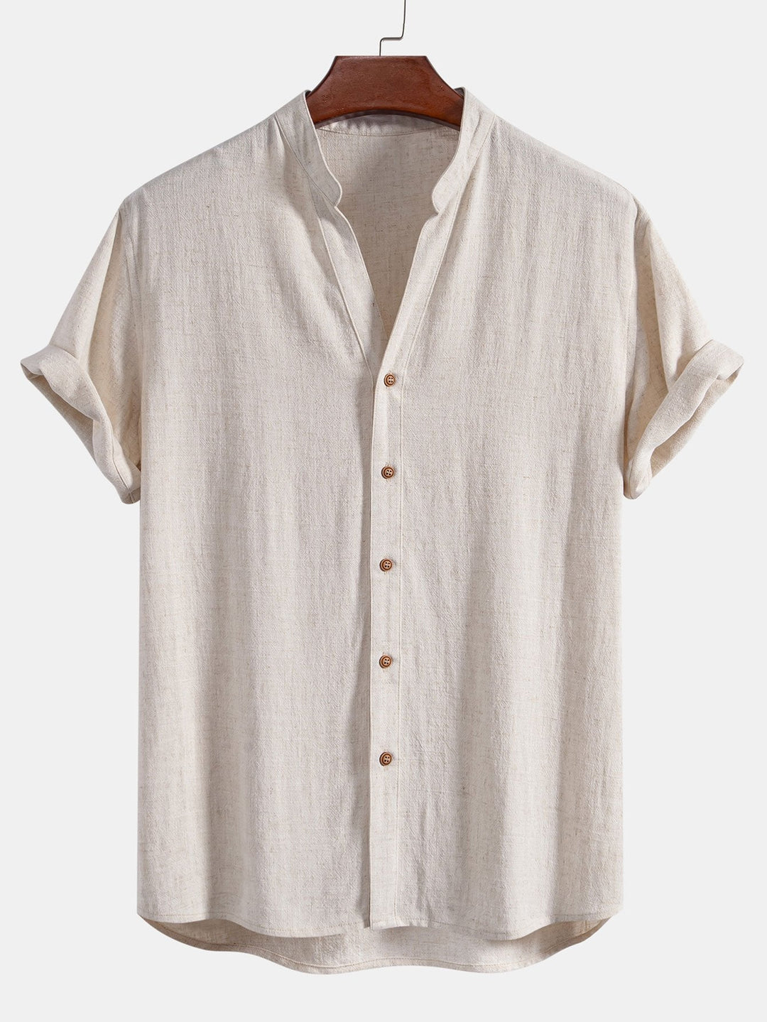 Linen and Rayon Blend V-Neck Shirt & Straight Leg Linen Pants