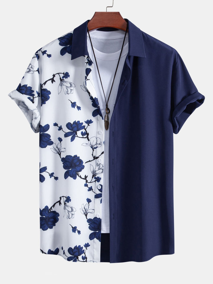 Button-Up Floral Patchwork Shirt