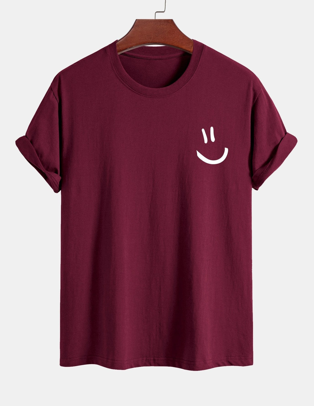 Regular fit printed cotton T-shirt with smiley face