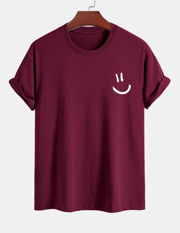 Regular fit printed cotton T-shirt with smiley face