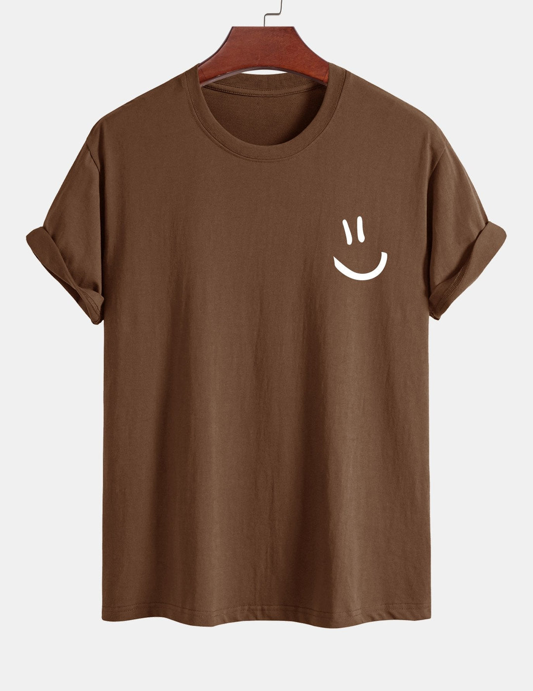 Regular fit printed cotton T-shirt with smiley face