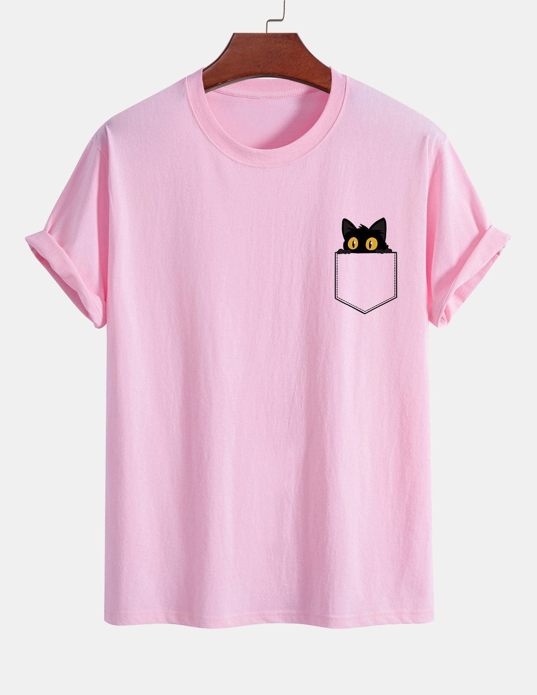 Regular Fit Black Cat Print Cotton T-shirt