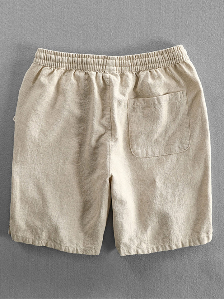 Cotton-Linen Blend Drawstring Shorts