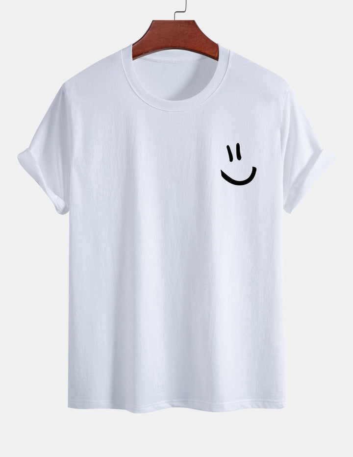 Regular fit printed cotton T-shirt with smiley face