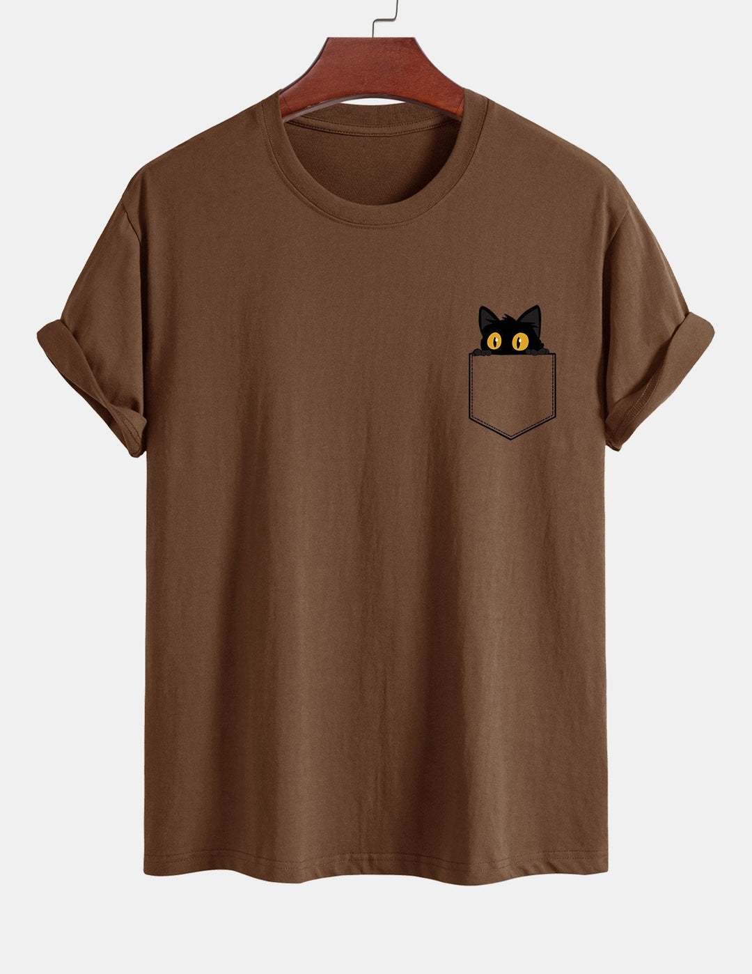 Regular Fit Black Cat Print Cotton T-shirt