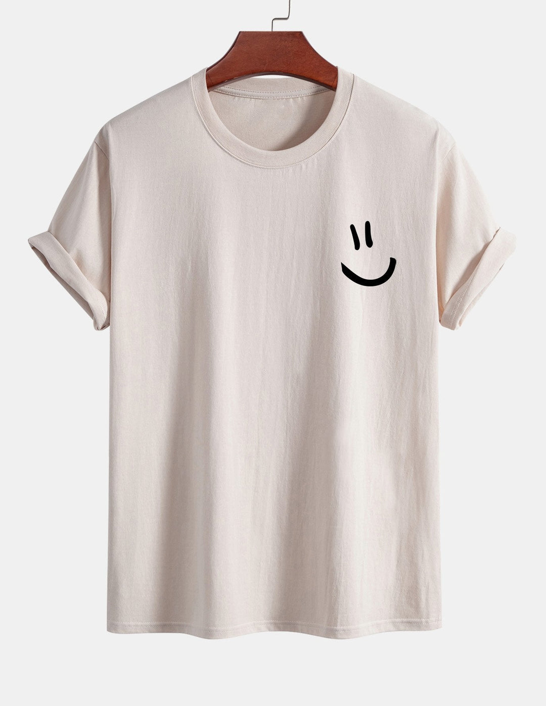 Regular fit printed cotton T-shirt with smiley face