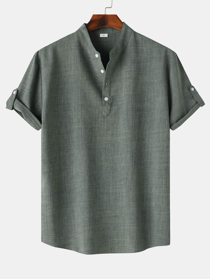 Short Sleeve Linen Henley Shirt